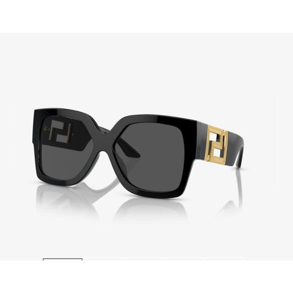 VERSACE NEW IN BOX Sunglasses, Black with Gold Medusa Accents 4402, Retails $394 main image 8